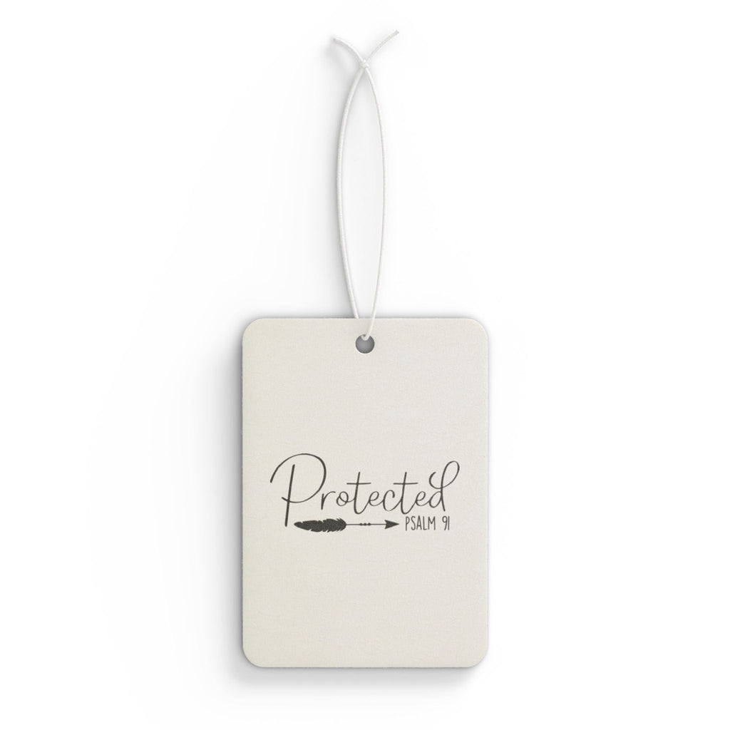Protected Psalm 91 car air freshener with minimalist design