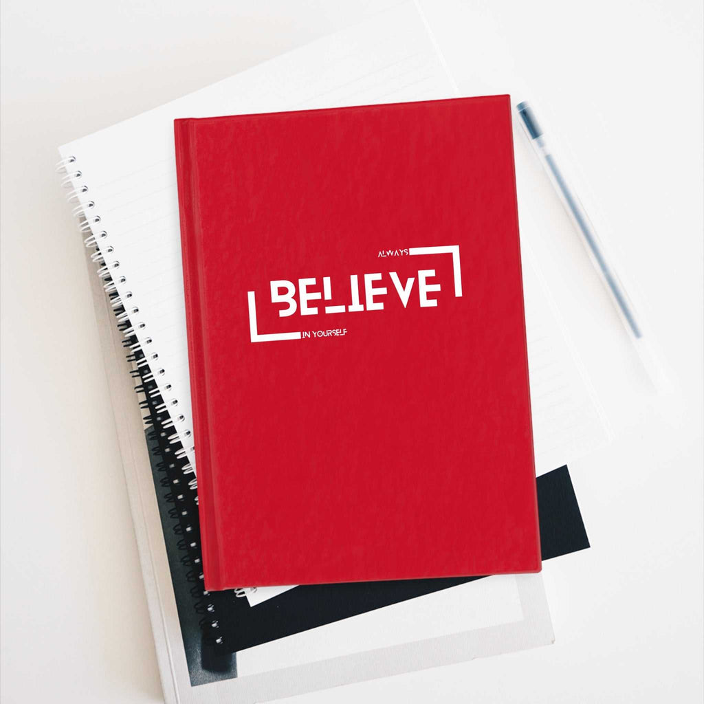 Red Believe in Yourself Journal with hardcover and blank pages