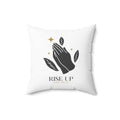 Rise & Pray Pillow with praying hands and leaves design