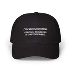 Rising Eagle Cap classic dad hat with antique brass buckle and green camo option