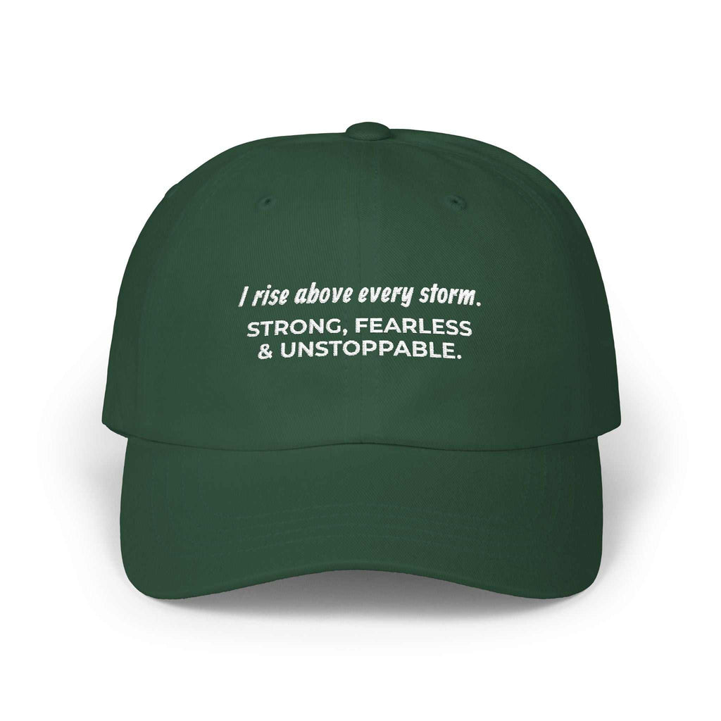 Rising Eagle Cap classic dad hat in cotton with antique brass buckle and green camo option