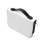 Rooted Bible Cover white PU leather with black handle and zipper