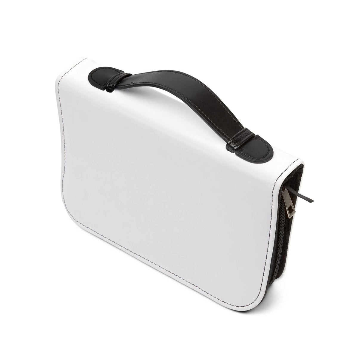 Rooted Bible Cover white PU leather with black handle and zipper