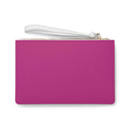 Stay Positive Clutch Bag in pink vegan leather with white wrist strap