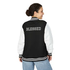 Blessed baseball jacket in cozy fit with faith-inspired design