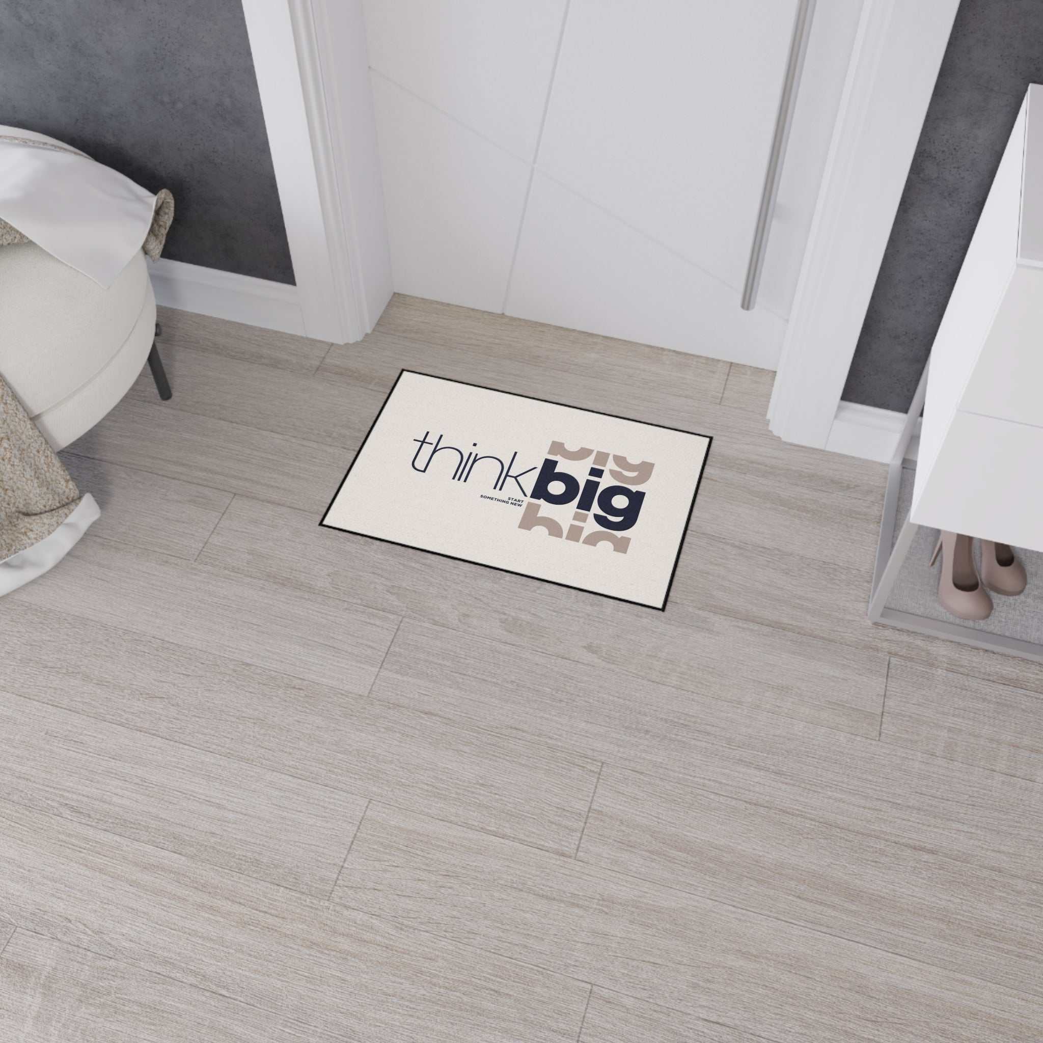 Think Big Floor Mat with black trim, non-slip backing