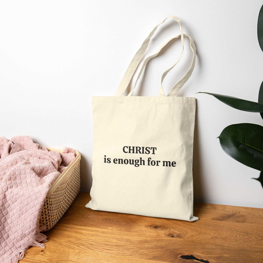 Tote Bag 100% cotton canvas tote with Christ is enough for me print