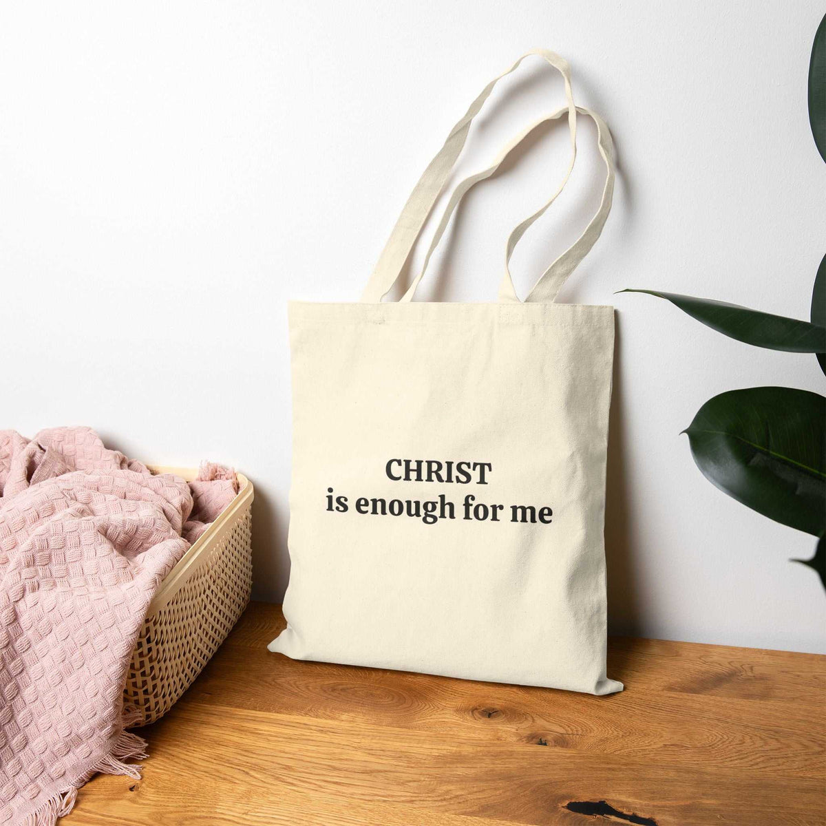 Tote Bag 100% cotton canvas tote with Christ is enough for me print