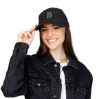 Stylish Blessed B Cap with embroidered B, adjustable strap, and cotton corduroy material