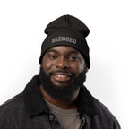 Cozy Blessed Knit Beanie in cotton blend with faith-inspired design