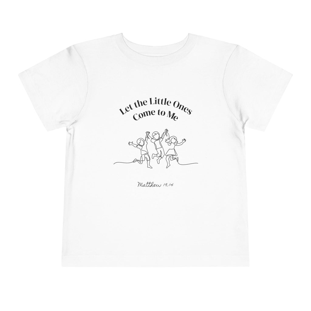 White Come to Jesus T-Shirt with inspiring faith message and children illustration