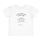 White Come to Jesus T-Shirt with inspiring faith message and children illustration