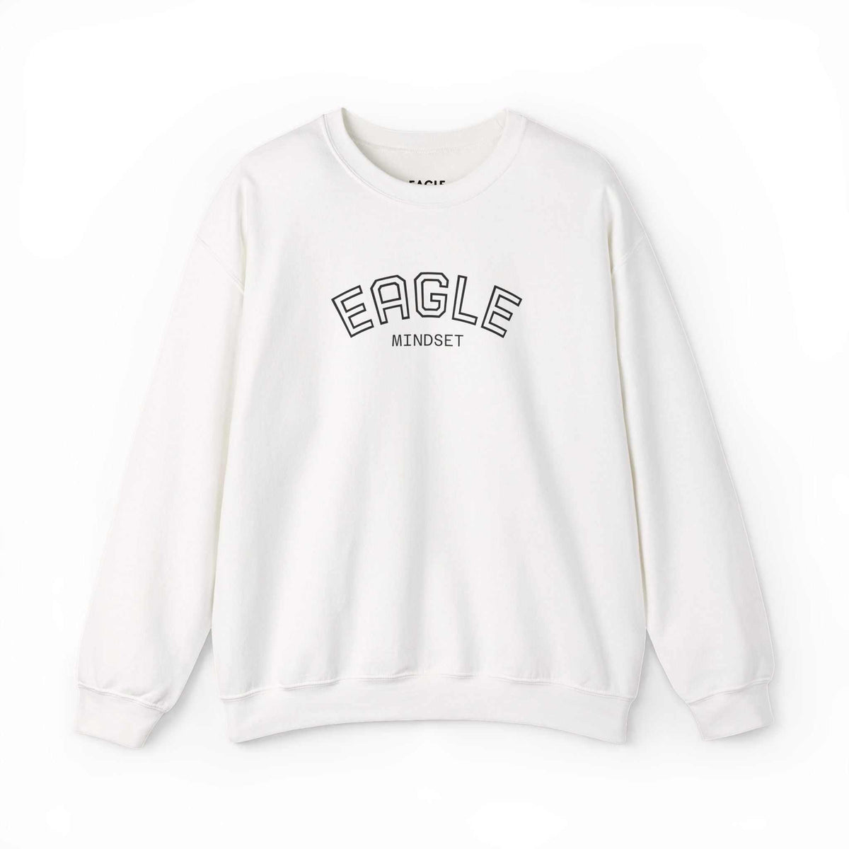 White Eagle Mindset sweatshirt with crewneck and printed text design