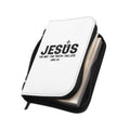 White Jesus Bible Cover with black zipper and handle