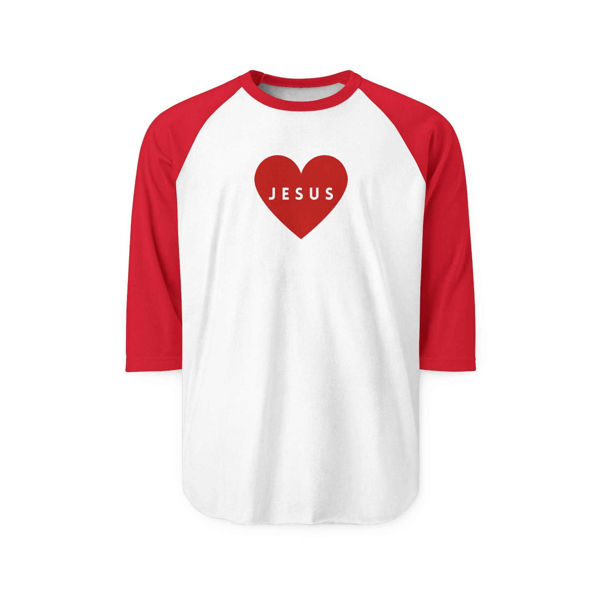 White Love 3/4 sleeve raglan shirt with red contrast sleeves