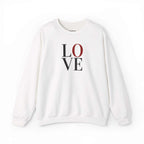 White Love Sweatshirt with ribbed collar and bold text design