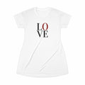 White Love T-Shirt Dress with black and red text