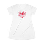 White Red Heart T-Shirt Dress with love print