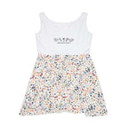 White and floral skater dress with "Grow positive thoughts" text
