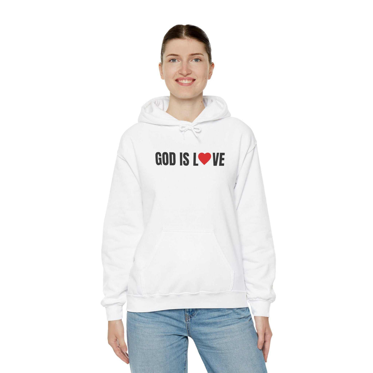 God Is Love Hoodie with vacuum insulated bottle, spill-proof, scratch resistant, BPA free, fits car cup holders