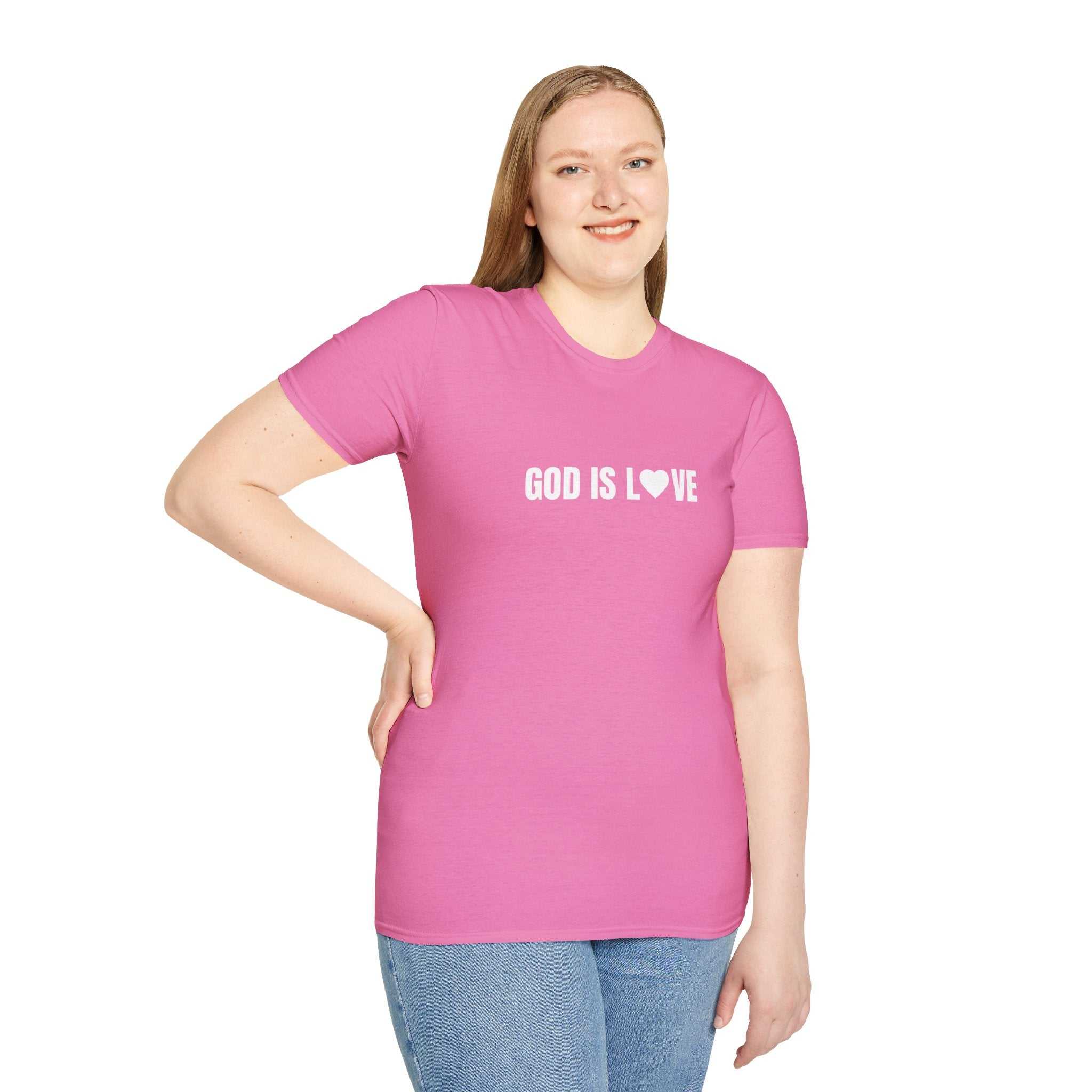 God Is Love T-Shirt design on a stainless steel insulated bottle with spill-proof, scratch-resistant features