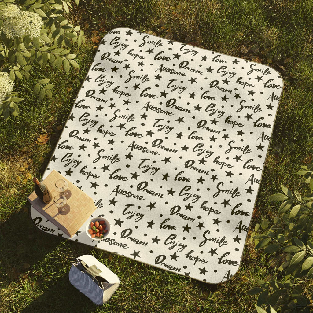 positive quotes picnic blanket with inspiring words