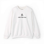 White faith-hope-love sweatshirt with classic fit and cotton-polyester blend
